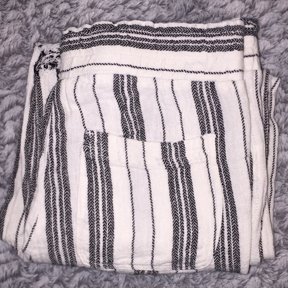 Jolt Pants - Jolt Striped Raw Hem Drawstring Cropped Pants